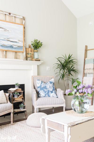 Coastal Inspired Summer Mantel and Living Room - House by Hoff