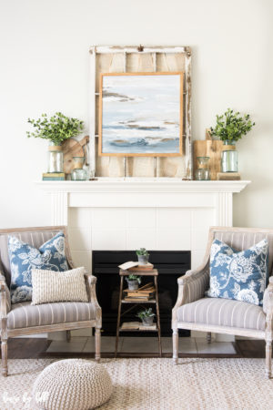 Coastal Inspired Summer Mantel and Living Room - House by Hoff